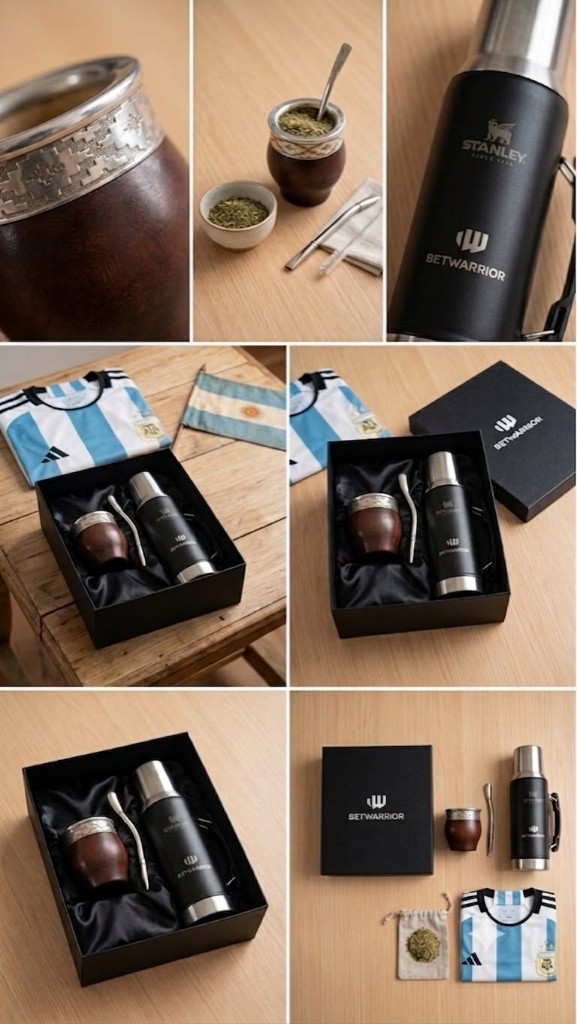 Galería del kit mate BetWarrior con camiseta Argentina